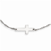 Sterling Silver Rhodium-plated Small Sideways Cross Necklace